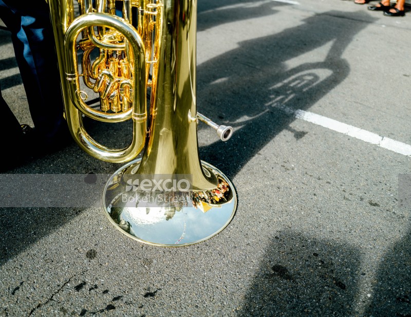 Brass instrument on the ground