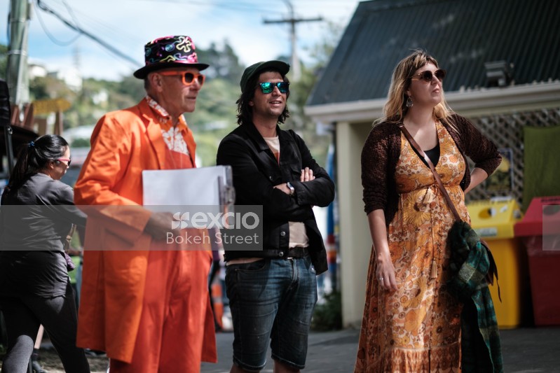 Old man in an orange suit at Aro valley Fair 2021