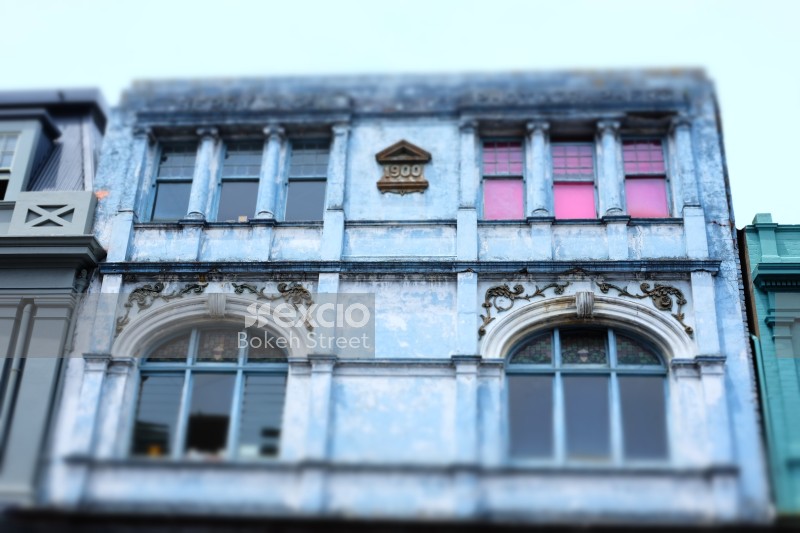 Facade of an old building 1900 in downtown Wellington
