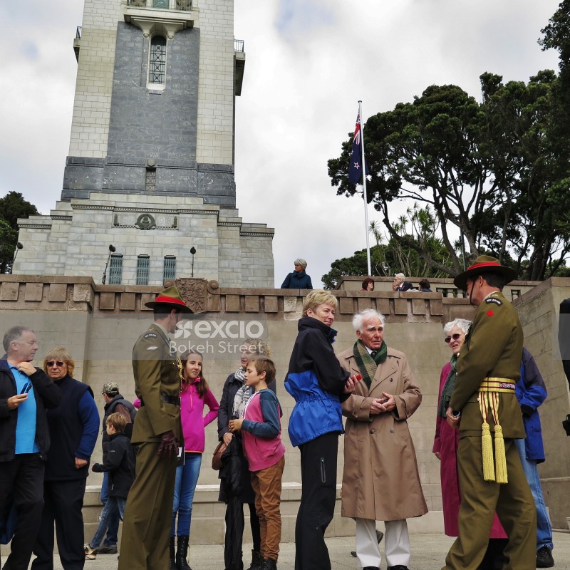 Soldiers and families gathered at National War Memorial
