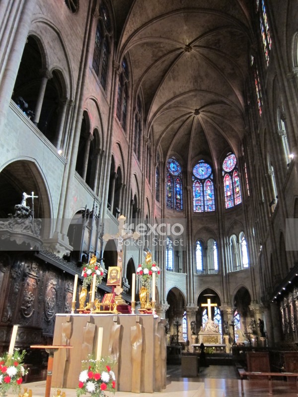Cathedral Notre Dame's interior Paris