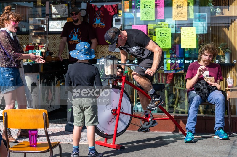 Man using cycle power for a smoothie