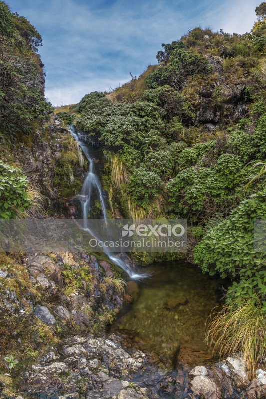 Small waterfall below Rangiwahia Hut