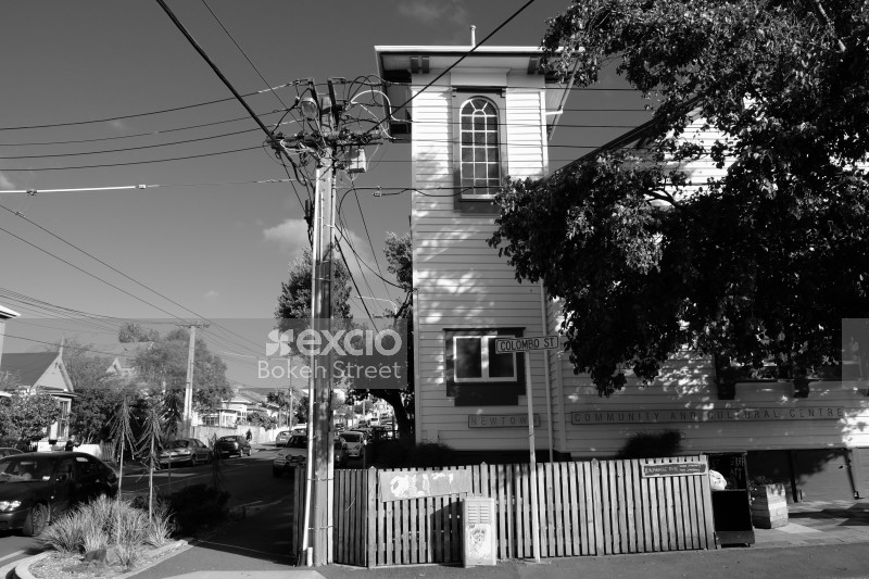 Community and cultural centre on Colombo street in Newtown monochrome