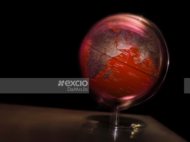 Planet Earth Red Globe Spinning