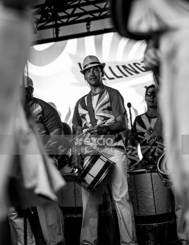 Drum group performers at Cuba Dupa 2021 bokeh monochrome