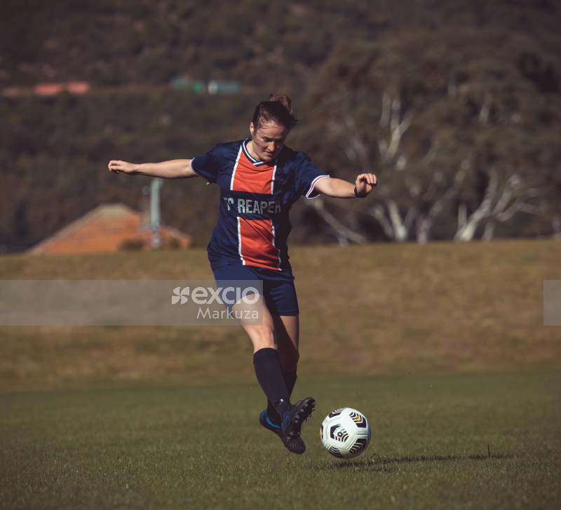 Female player kicking football - Sports Zone sunday league