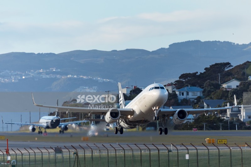 AIR New Zealand taking off in the afternoon in Wellington
