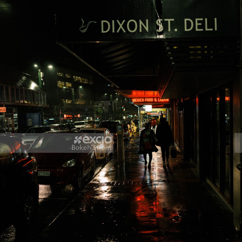 Rainy night street scene