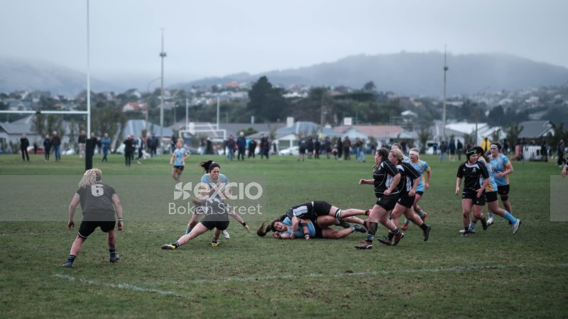 Women's rugby game action
