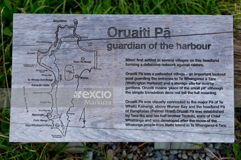 Oruaiti pa - Guardian of the harbour sign