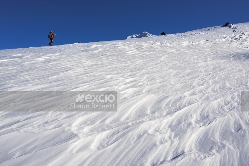 Climber on snow, Ruapehu
