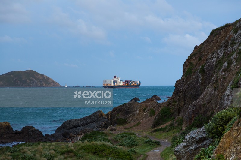 Cargo Ship leaving Wellington harbour