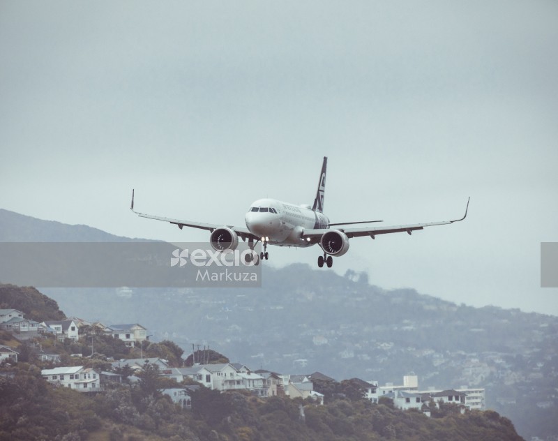 AIR New Zealand over the suburbs of Wellington