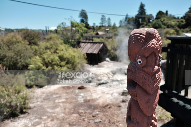 Maori sculpture at Whakarewarewa