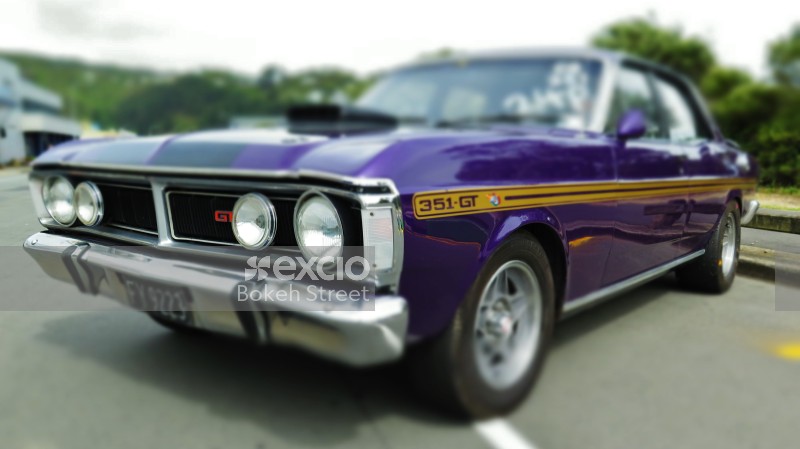 Classic purple Ford Falcon GT at Port Road drag racing event