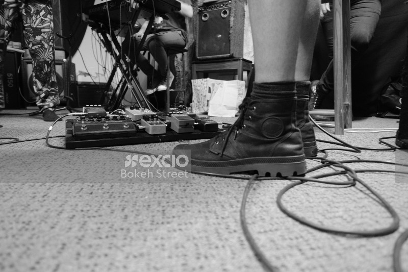 Legs shoes mixer and piano at practice "Vietnam" band