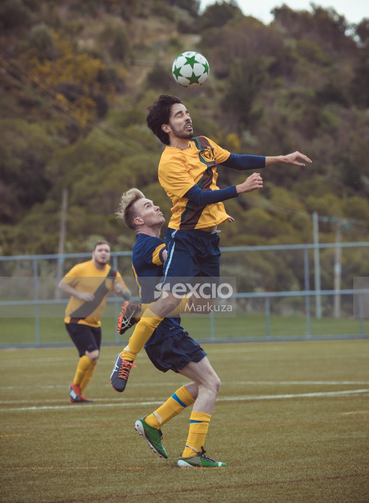 Player using his head midair to control the ball - Sports Zone sunday league