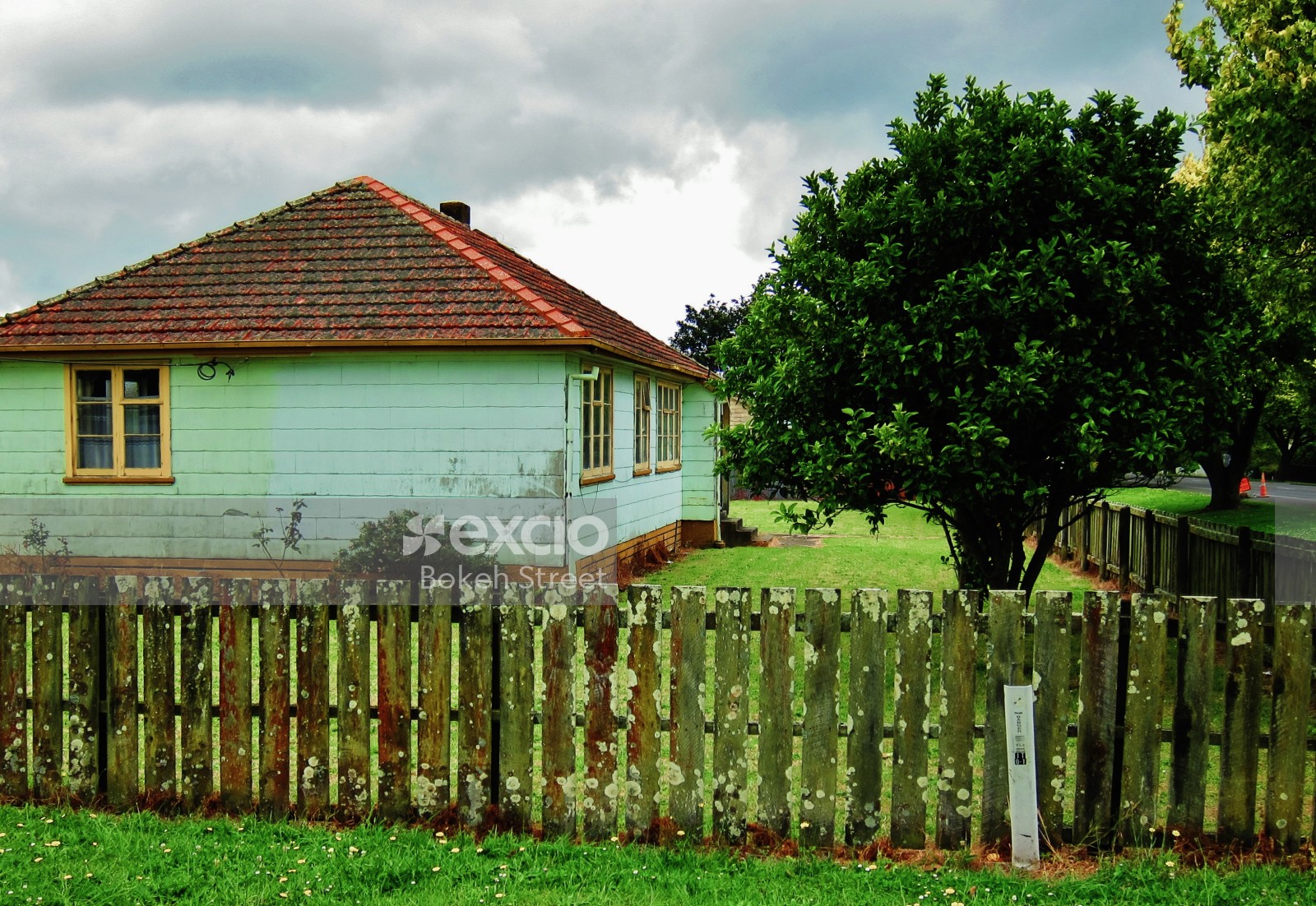 Wood fence and lawn of a house in Hawkes bay