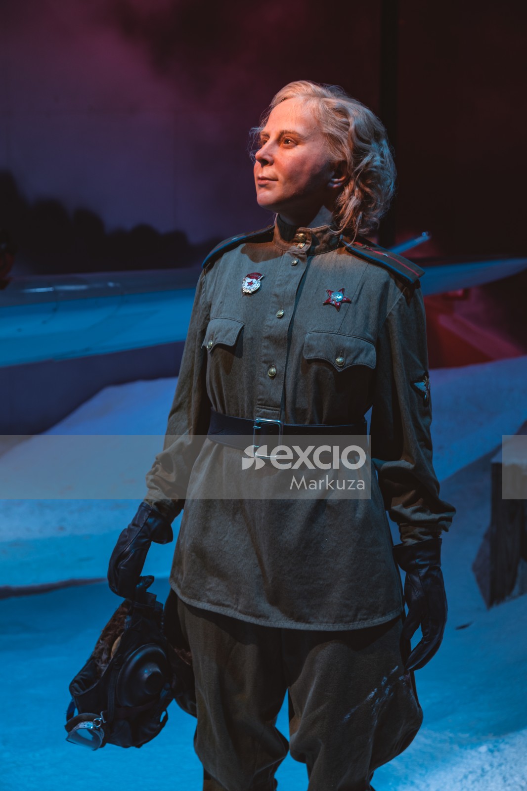 Commie female pilot statue
