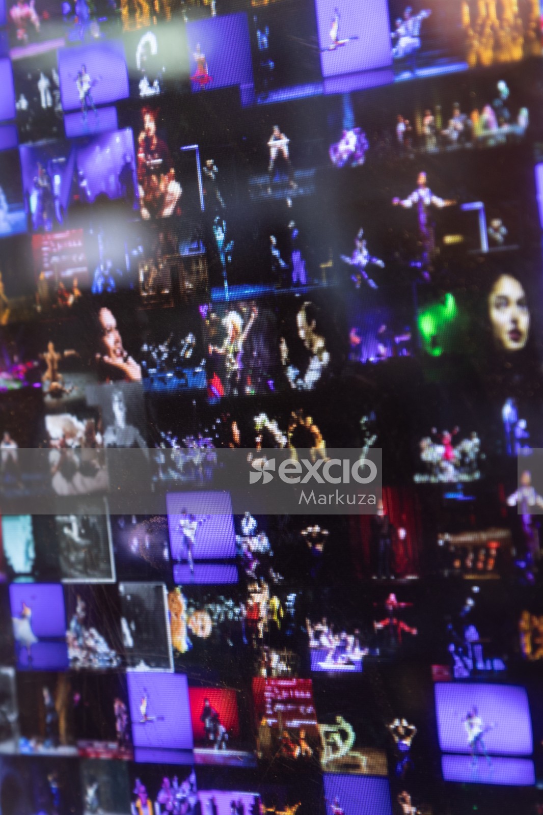 Collage of artistic performances on a screen