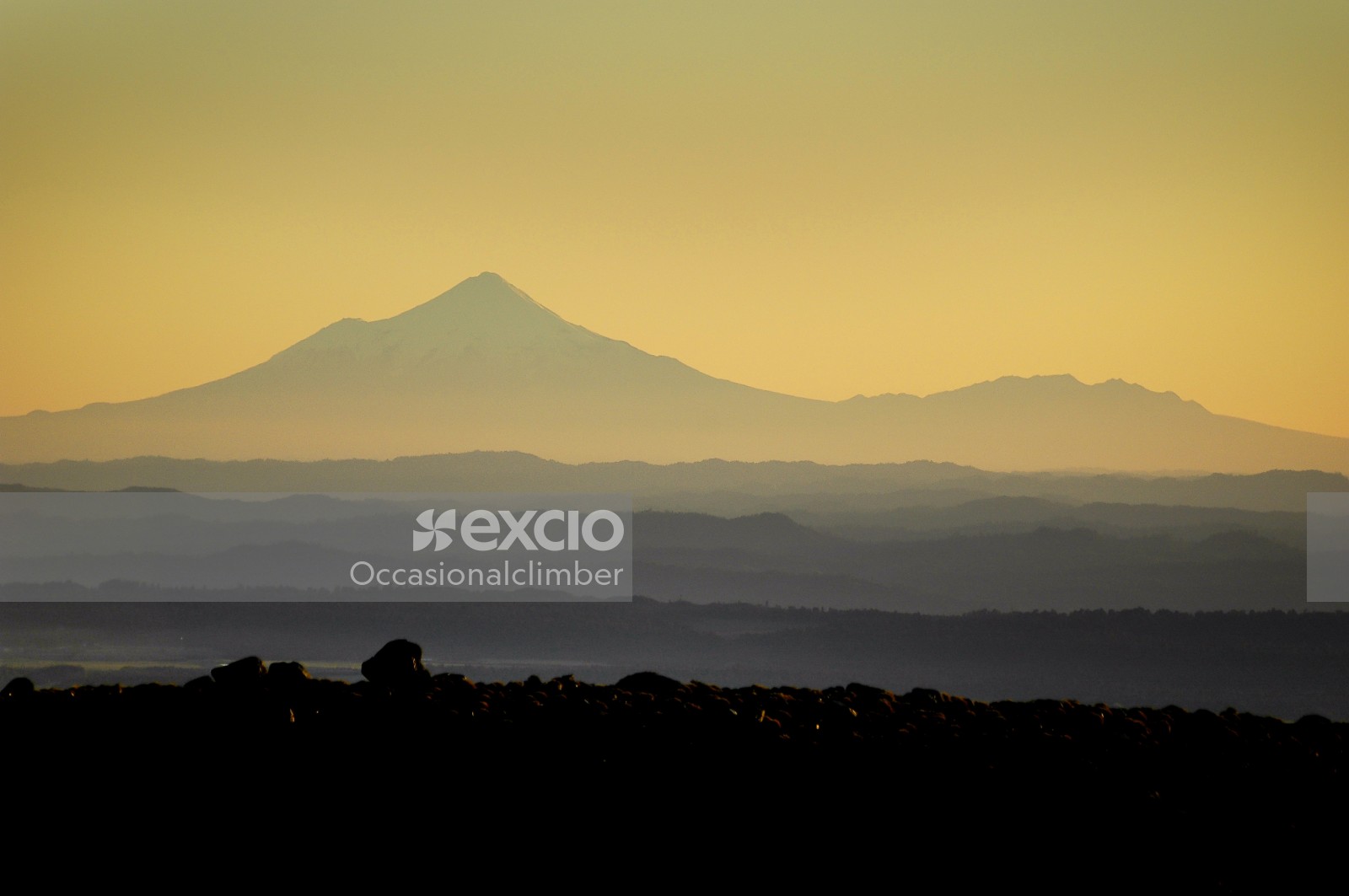 Mt Taranaki from Mt Tongariro at sunset