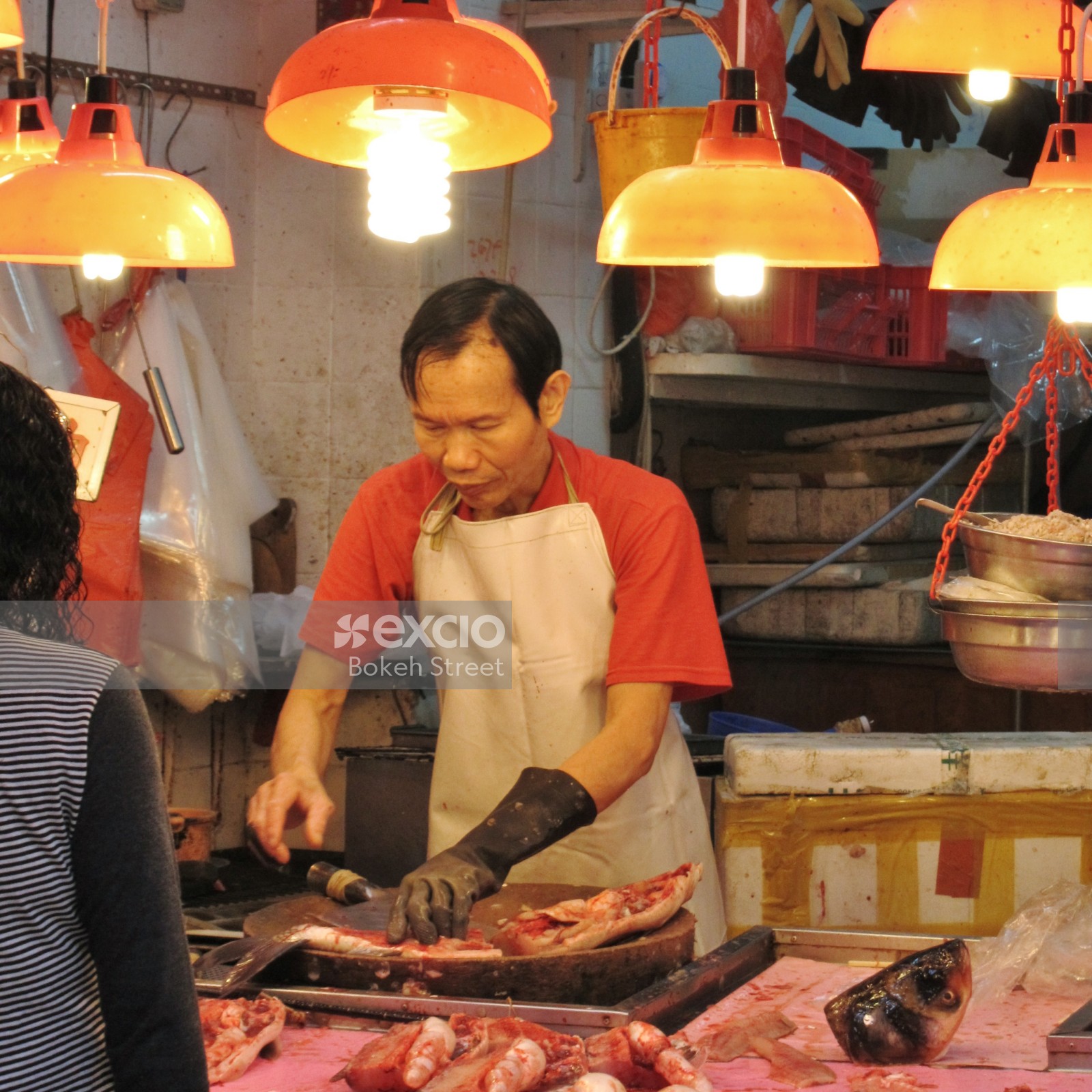 A fish vendor in Hong Kong