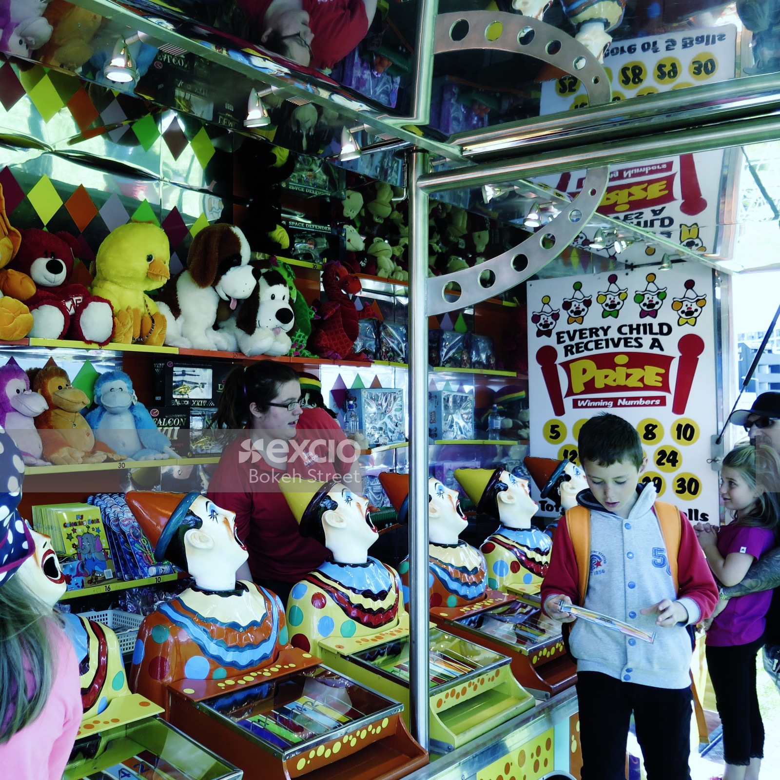 Games and toy prizes at a carnival at Waitangi park, Wellington
