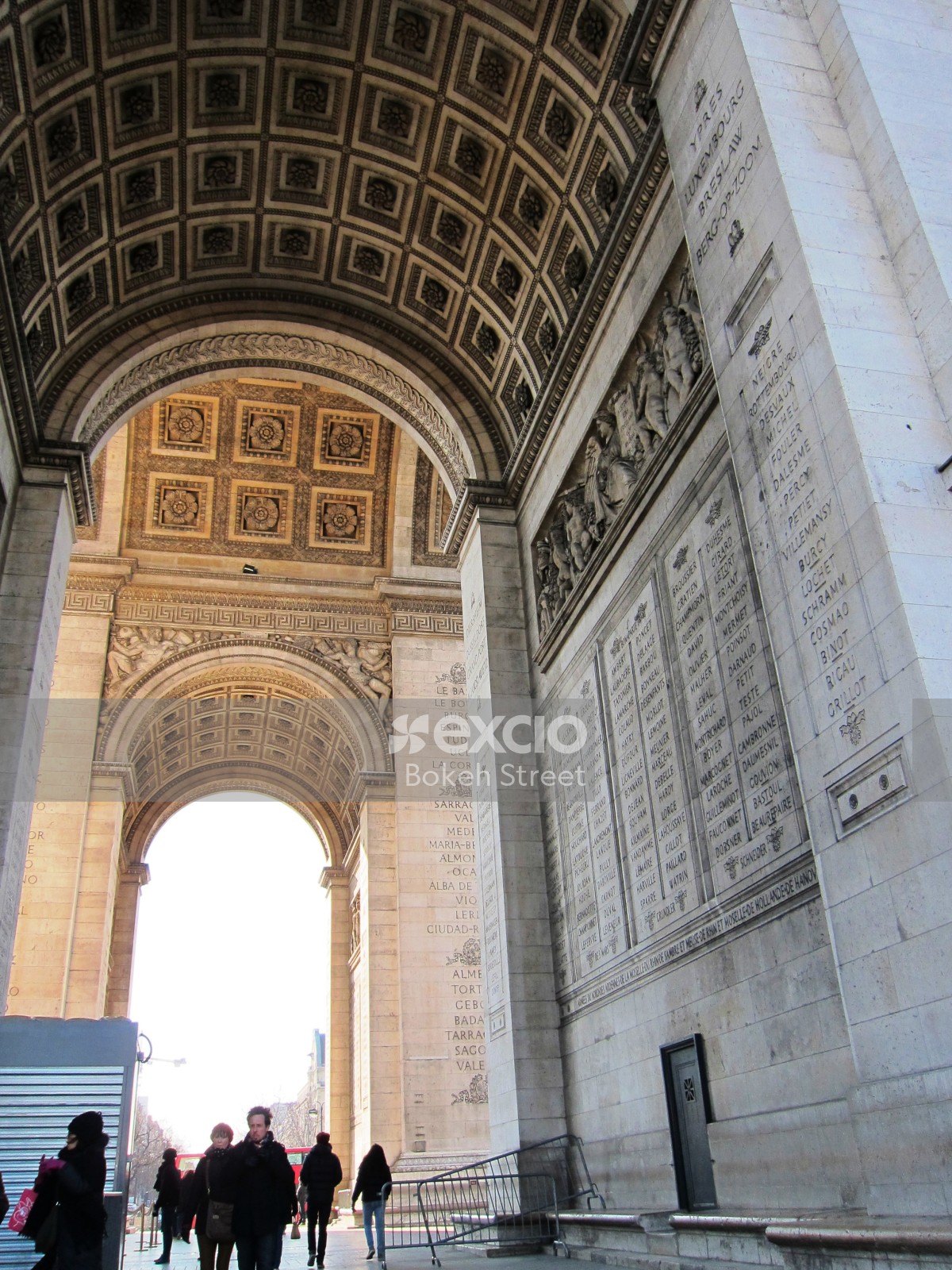 People inside Arc de Triomphe in Paris France