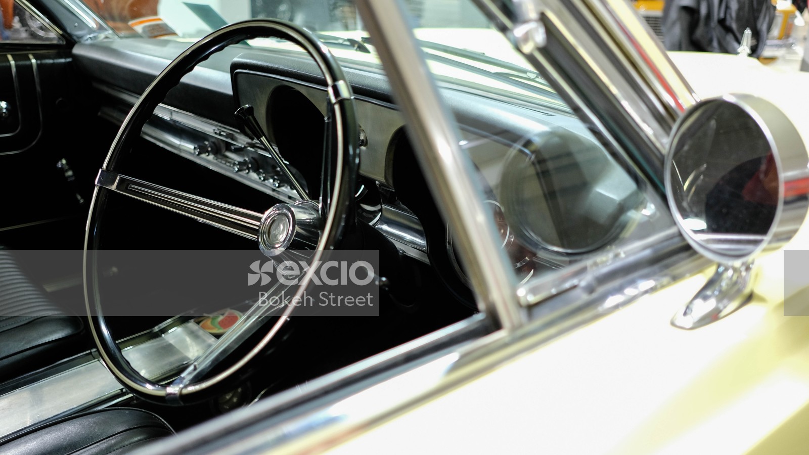 White classic car interior