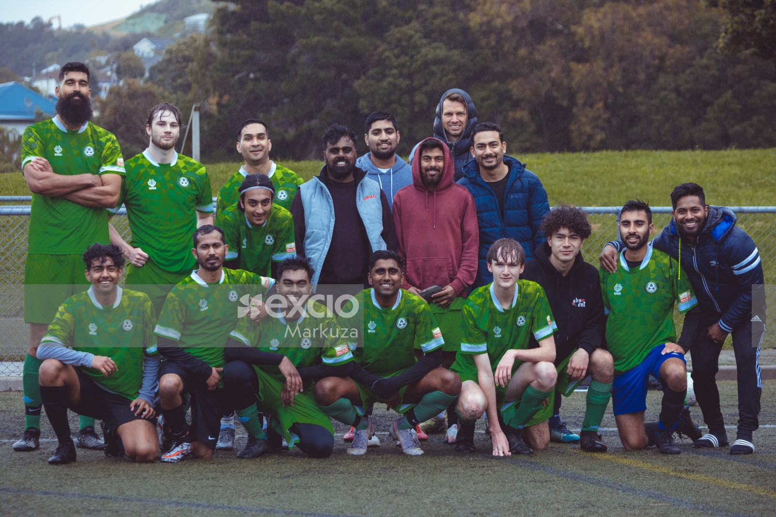 Football team in green shirts group photo - Sports Zone sunday league