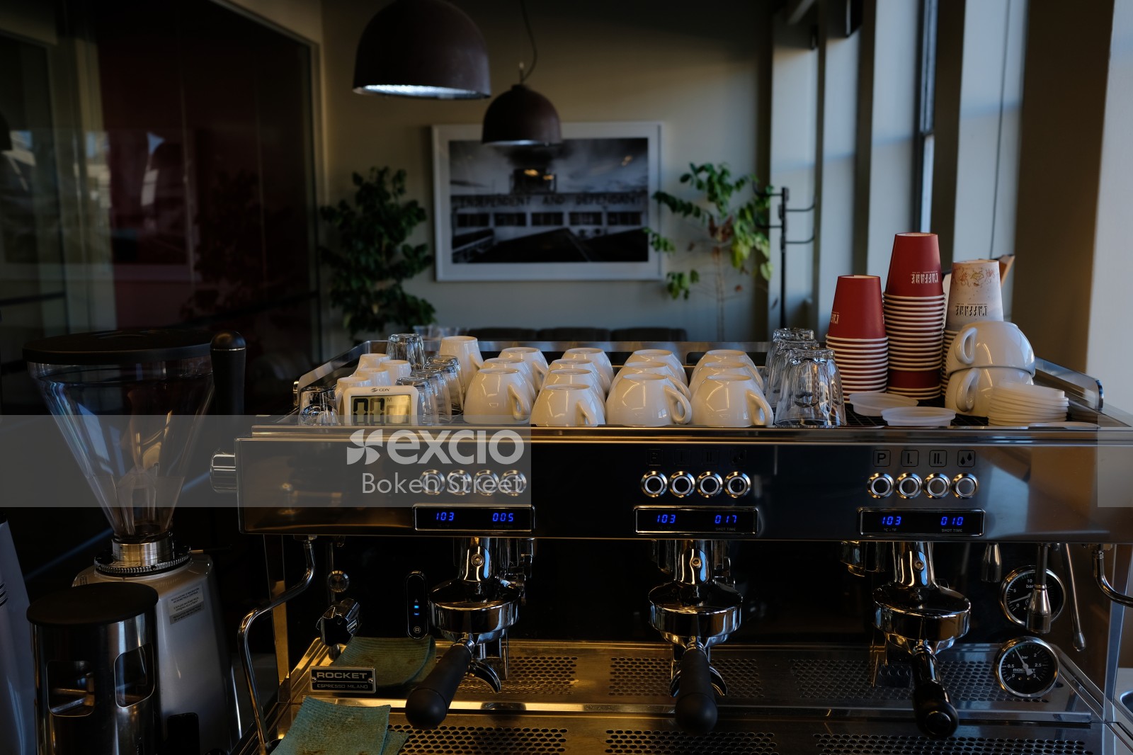 Rocket espresso machine at a coffee warehouse