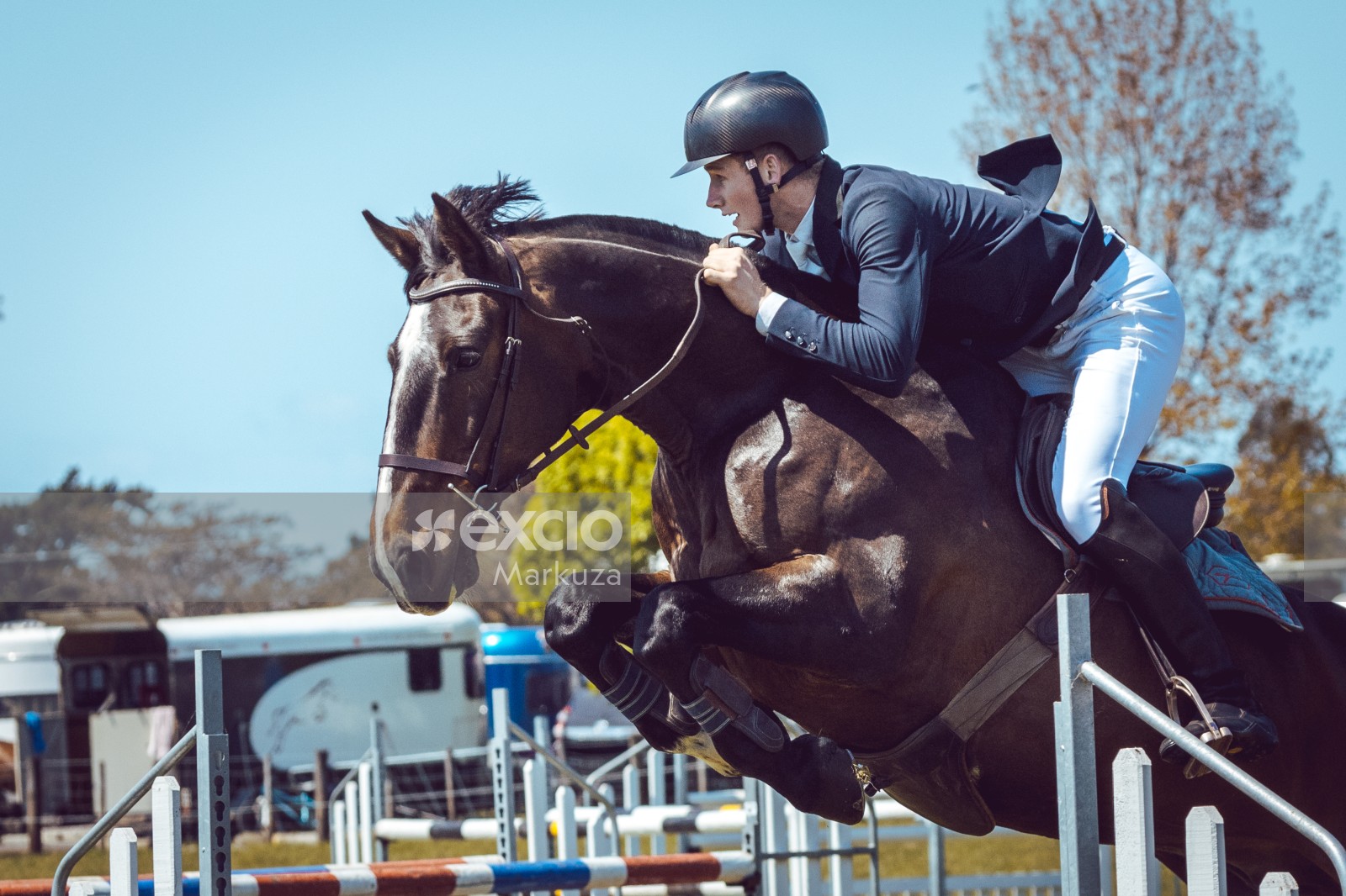 Dark horse jump and enthusiast jockey