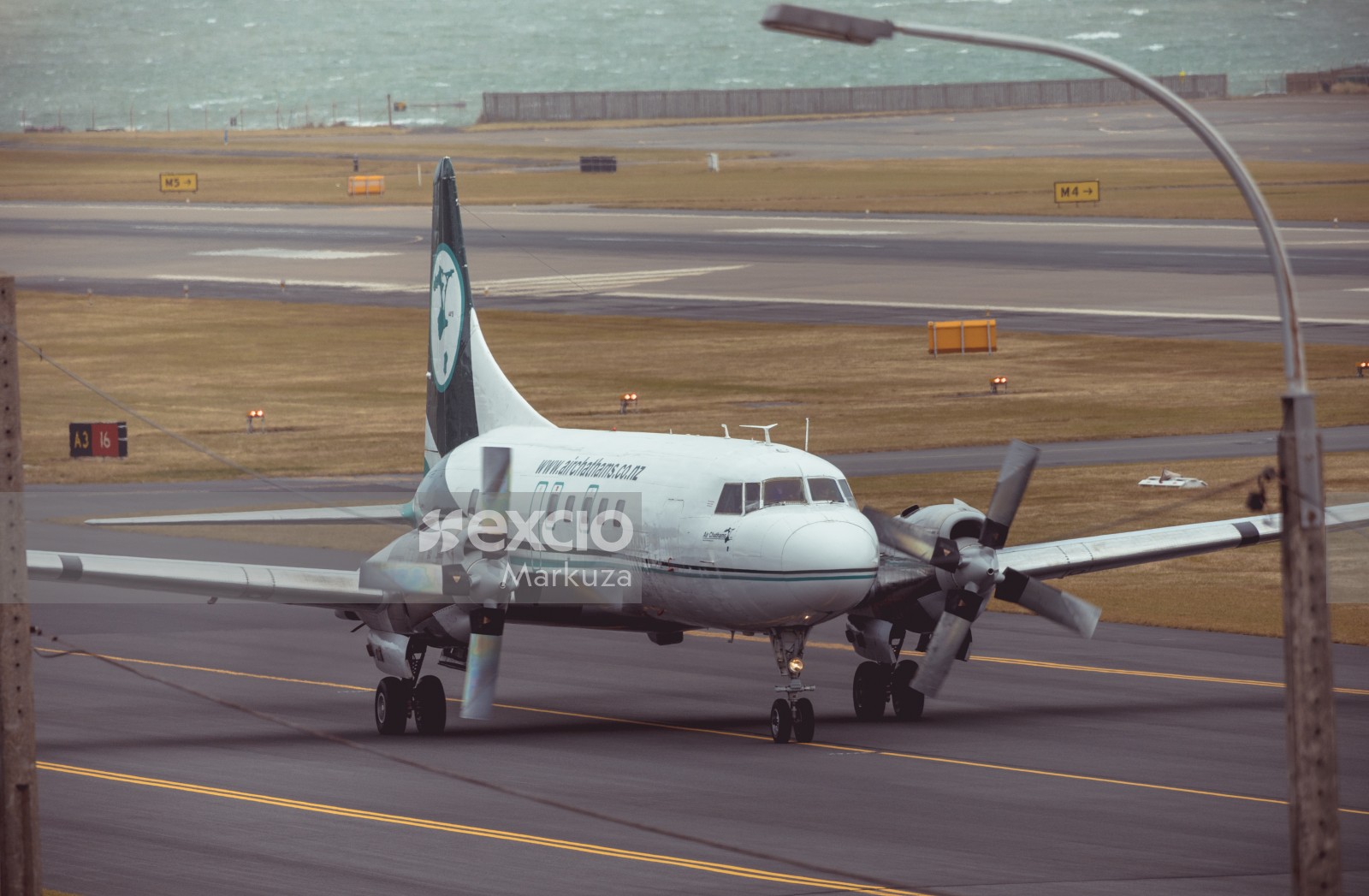 AIR Chathams twin-engine aircraft in Wellington Airport