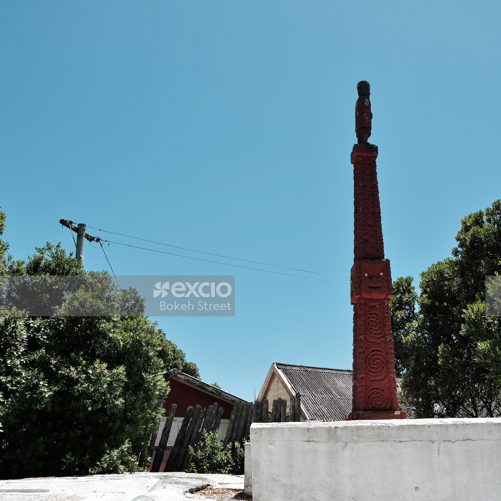 Maori carved totem pole at Whakarewarewa
