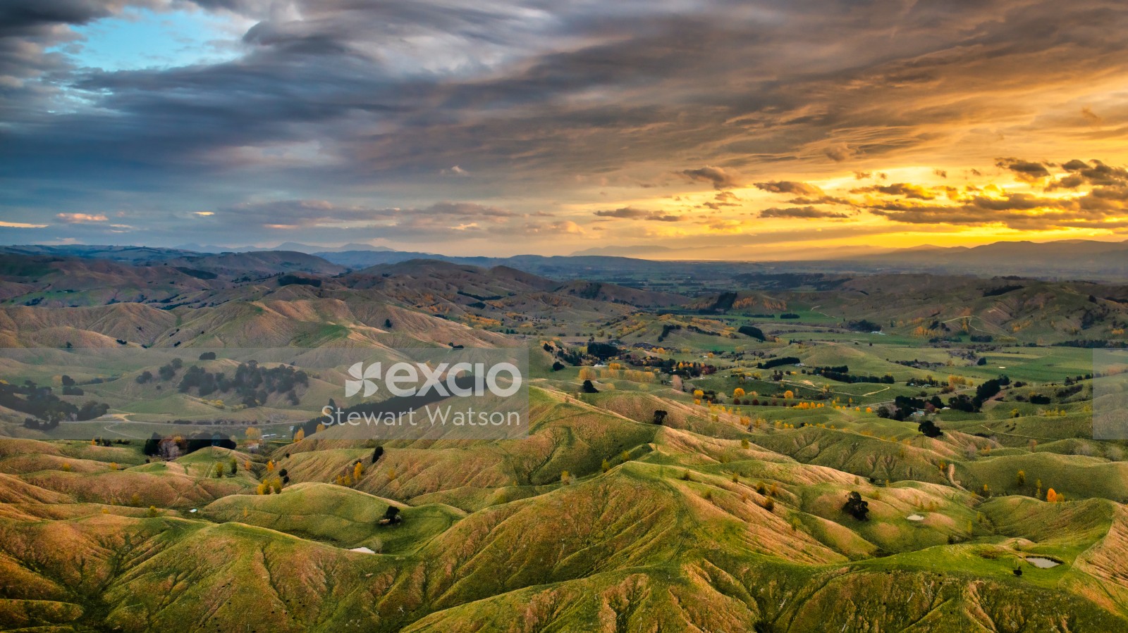 Sunset over the rural Wairarapa countryside