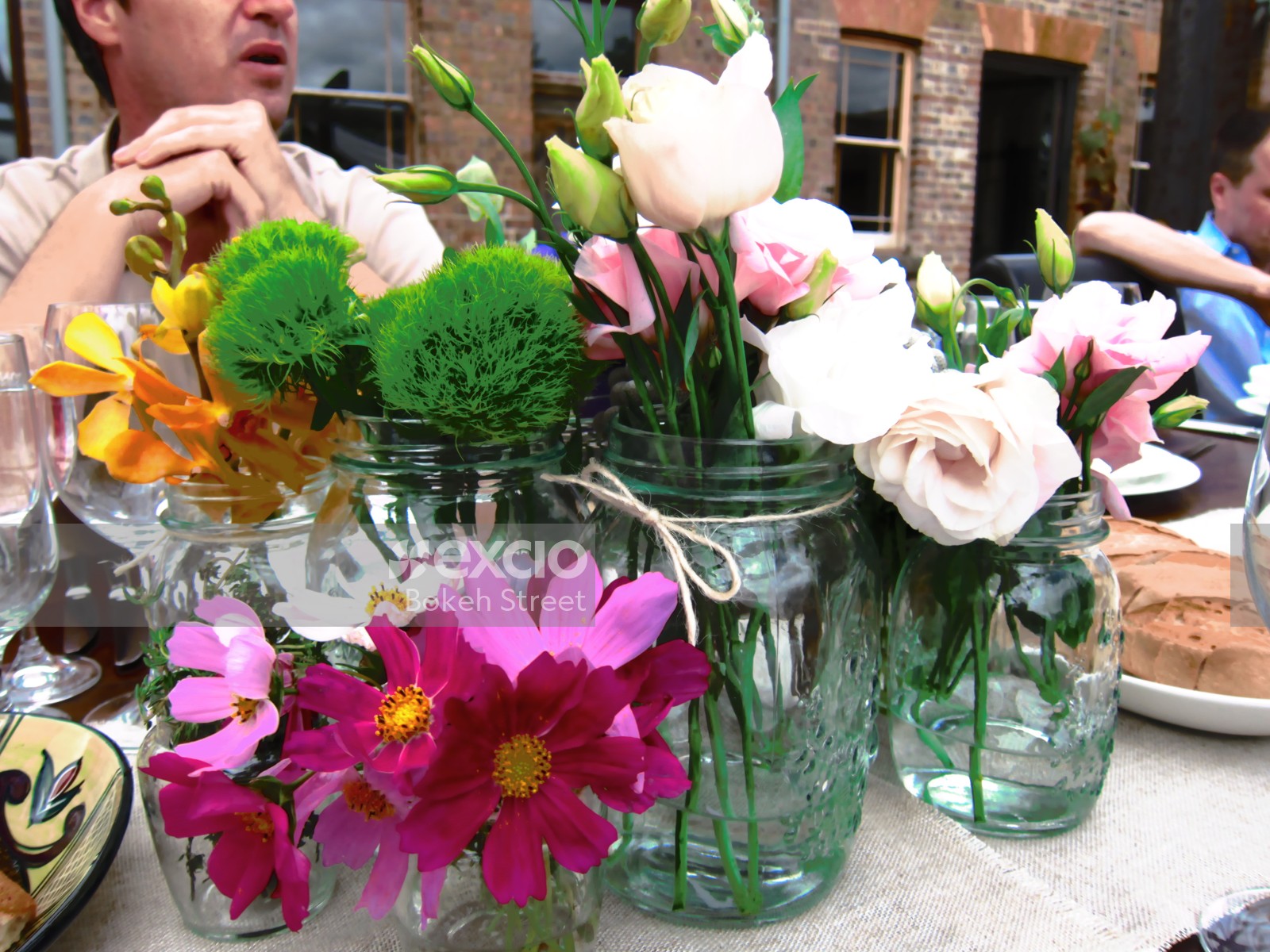 Flowers and vases setting on a table