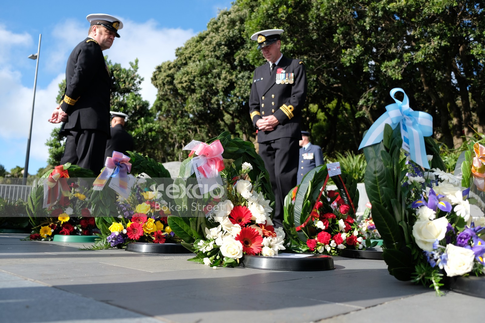 Wreaths for the fallen soldiers on Anzac Day 2017