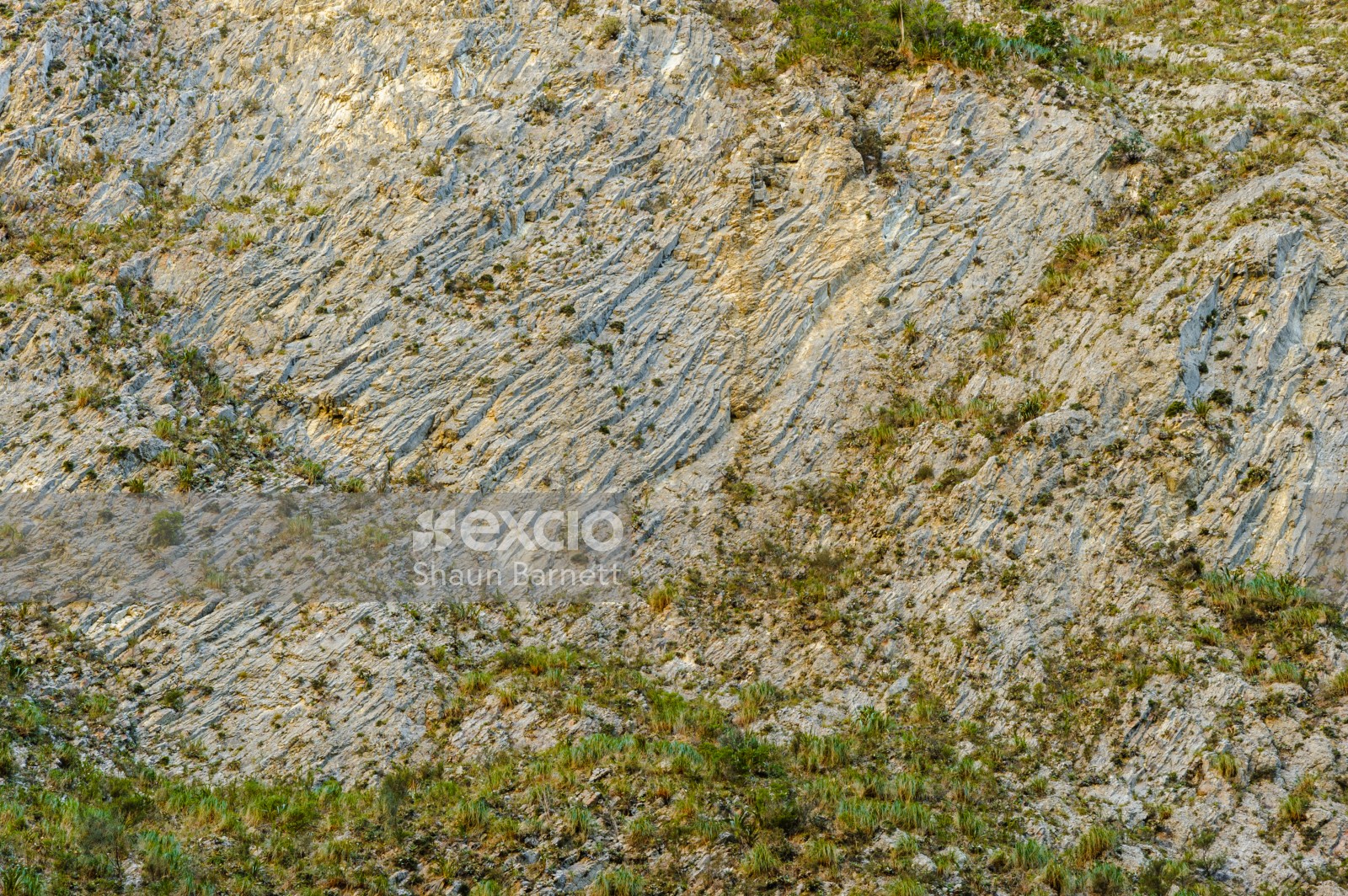 Striation of limestone cliff