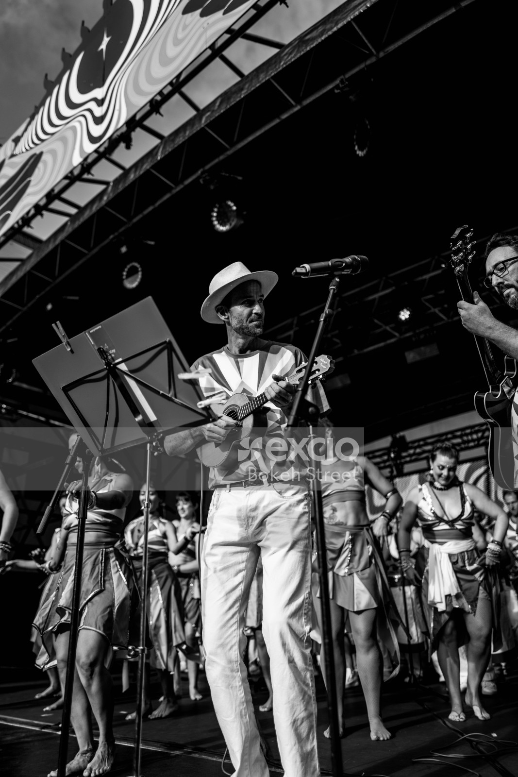 Group on stage performing at Cuba Dupa 2021 monochrome