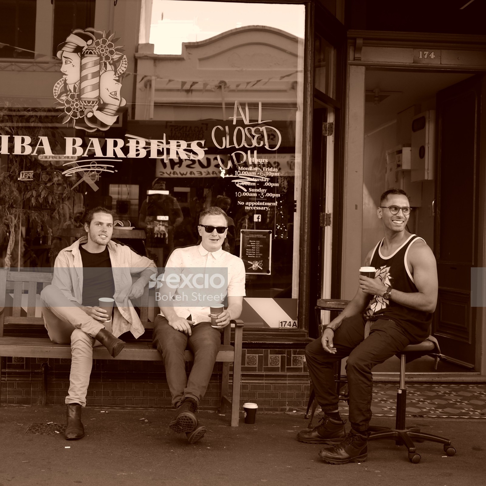 Men outside barbers