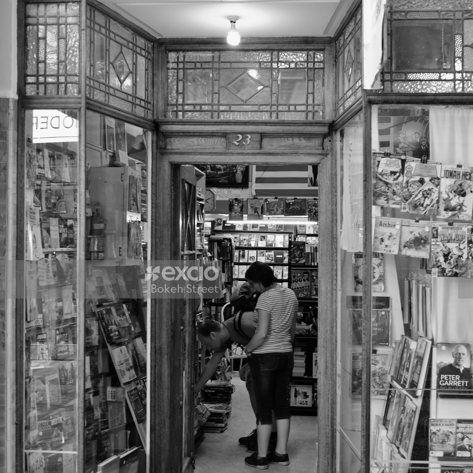 Book hunt at a bookstore on K' road monochrome