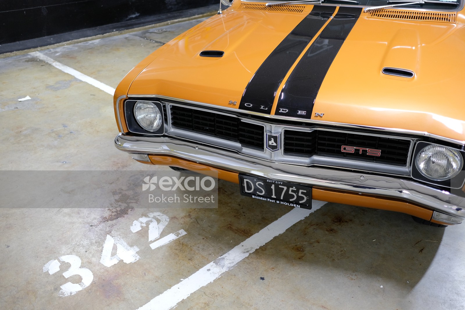 Classic orange Holden Monaro GTS bumper grille and headlights