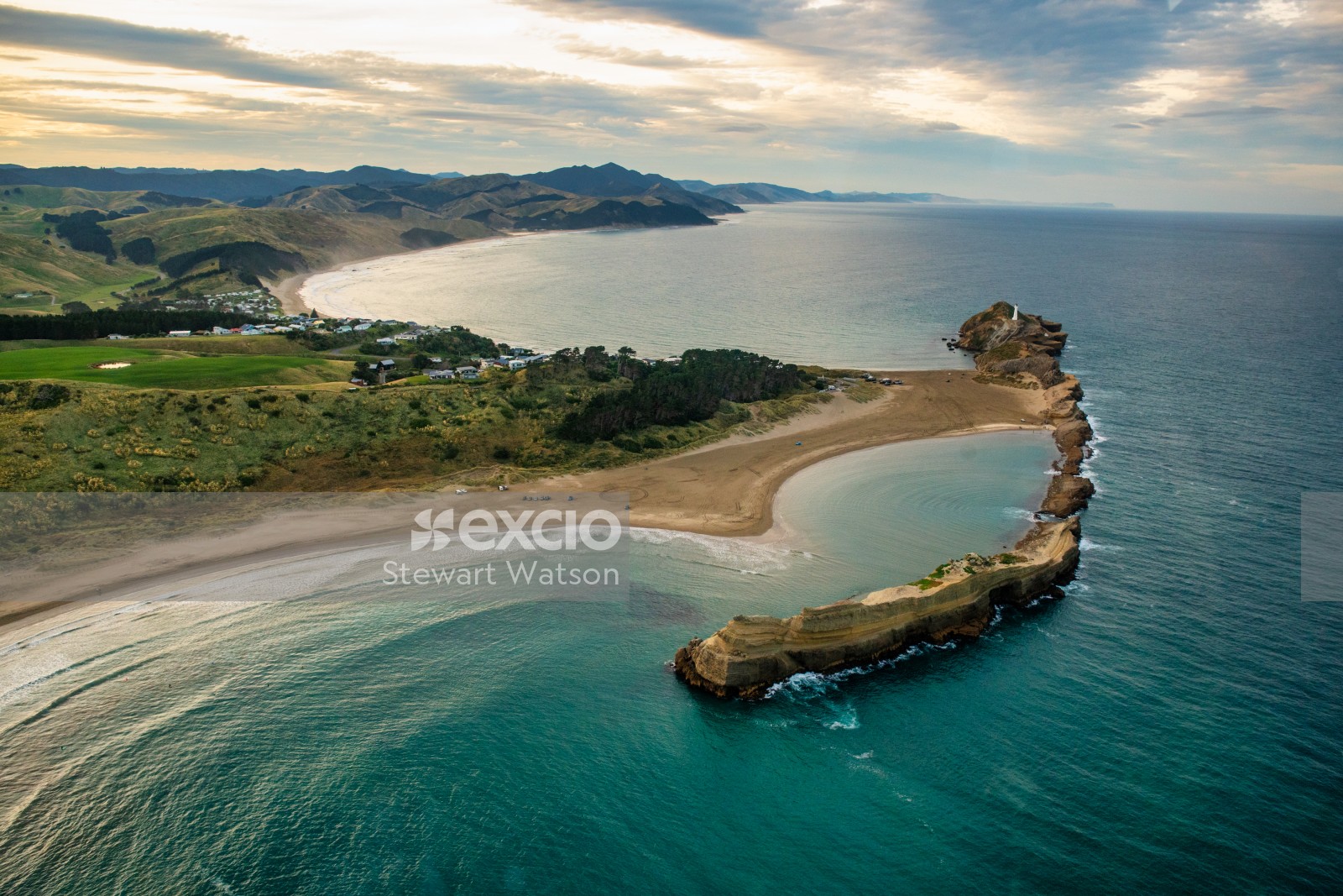 Castlepoint lagoon from the air wide crop