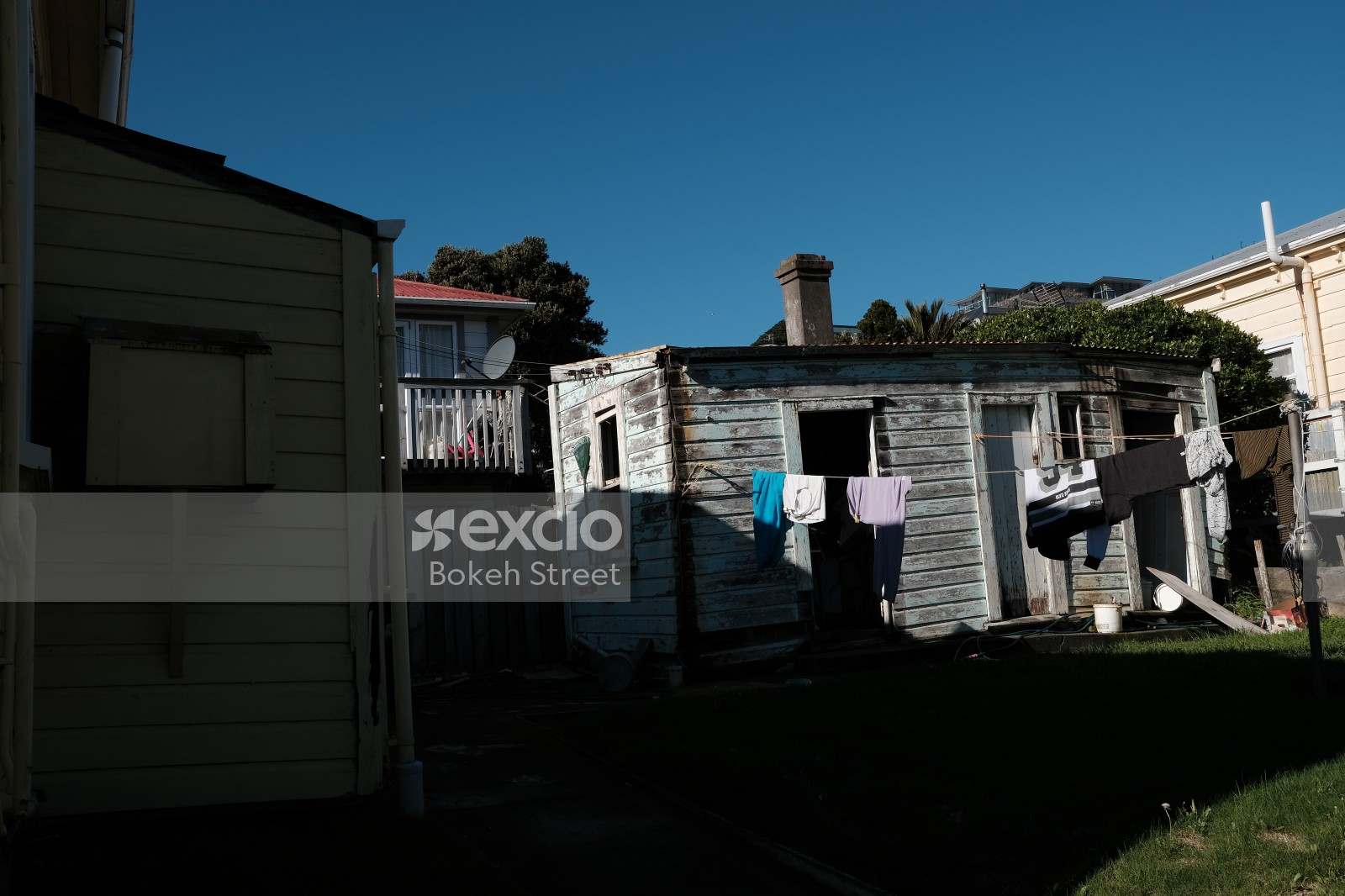 Wooden shack and laundry day in Kilbirnie