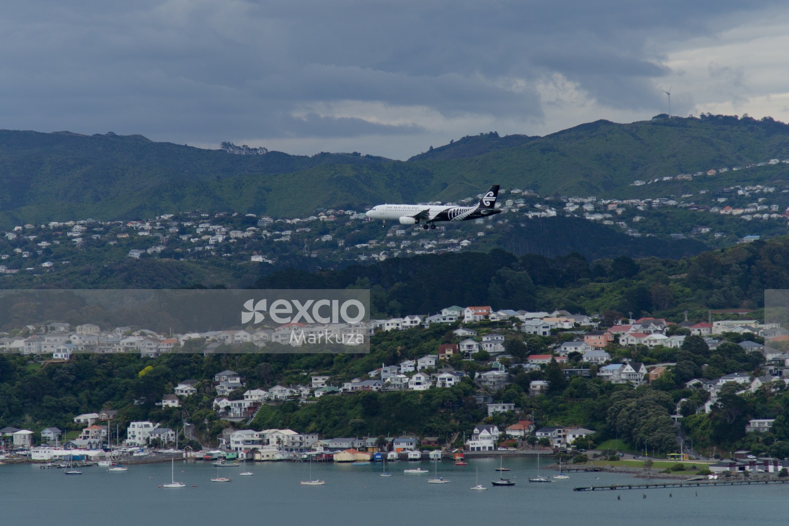 AIR New Zealand plane over the town