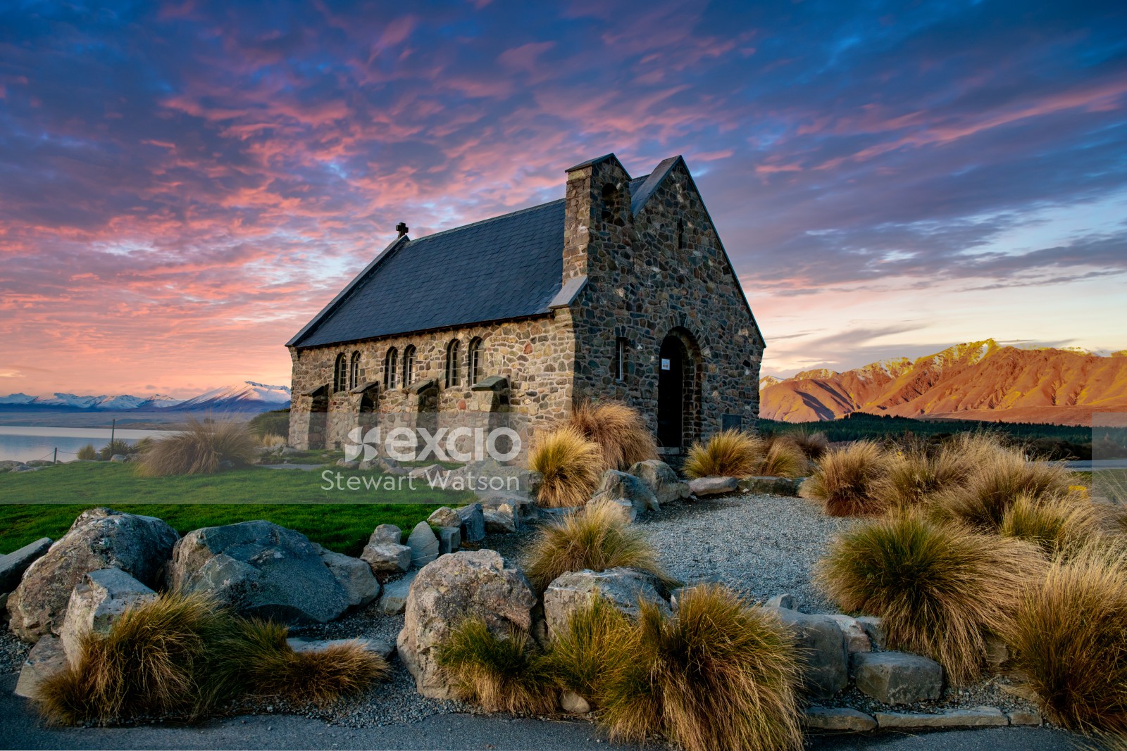 Church of the good shepherd at sunset