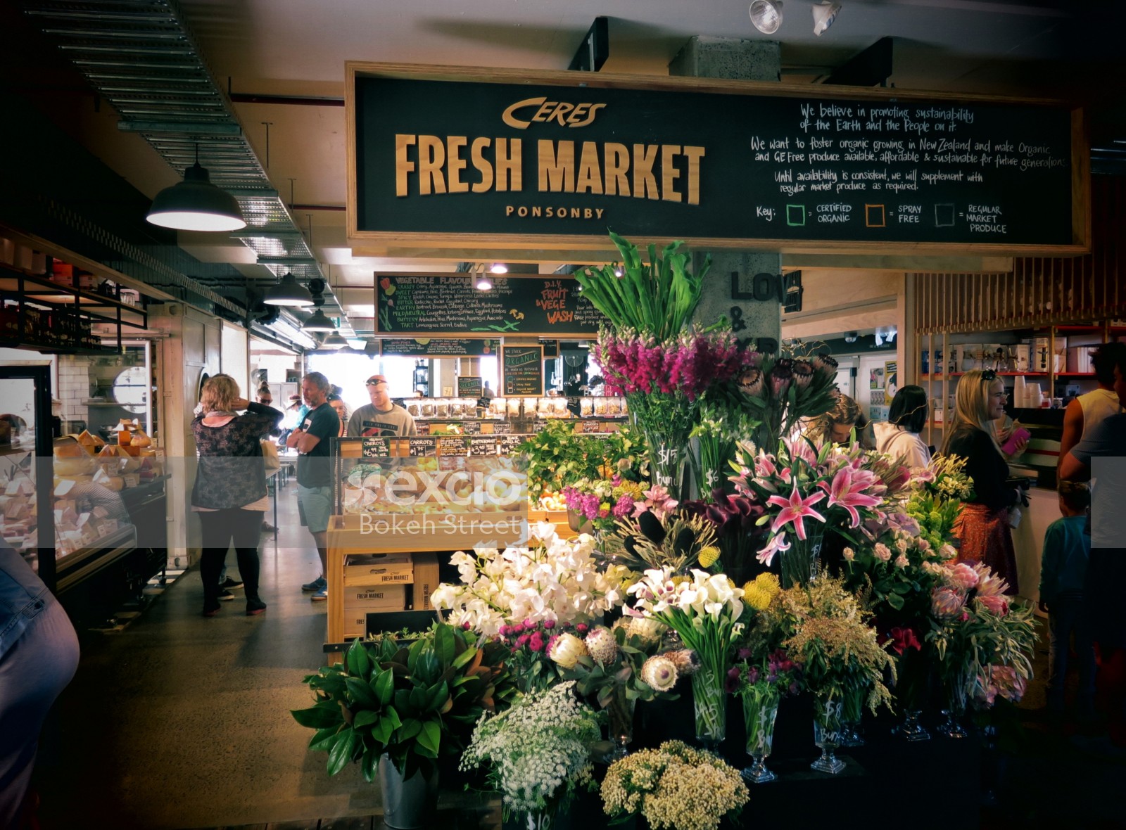 Fresh market flowers bouquets vases